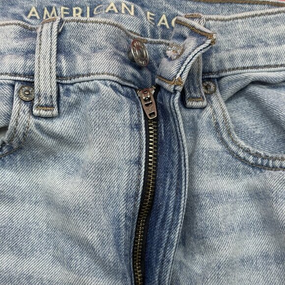 American Eagle Highest Rise Baggy Straight Size 00 Destroyed Light Wash Jeans - Picture 5 of 12